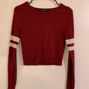 forever 21 small red varsity cropped sweater